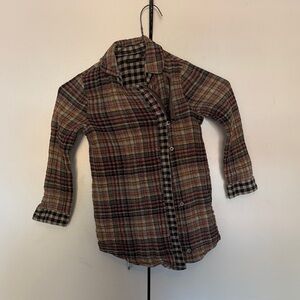Ikks Red and Brown Plaid Button Down Shirt
